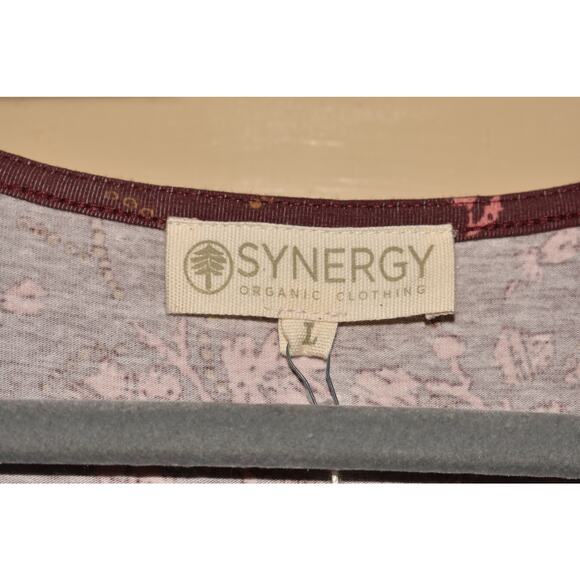 SYNERGY NEW $60 3/4 Sleeve Knee Length Floral Wrap‎ Dress in Mahogany Large - Picture 4 of 4